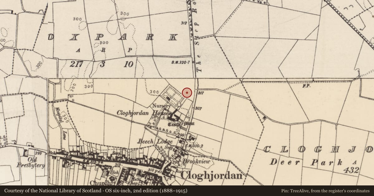Ordnance Survey six-inch map, 2nd edition (1888–1915) covering the location of Furnace, Oxpark, County Tipperary North, with a pin at the register's coordinates