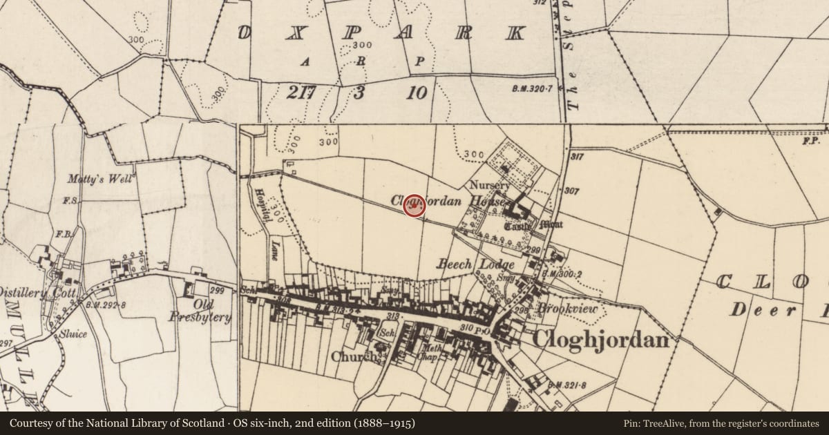 Ordnance Survey six-inch map, 2nd edition (1888–1915) covering the location of Sweathouse, Oxpark, County Tipperary North, with a pin at the register's coordinates