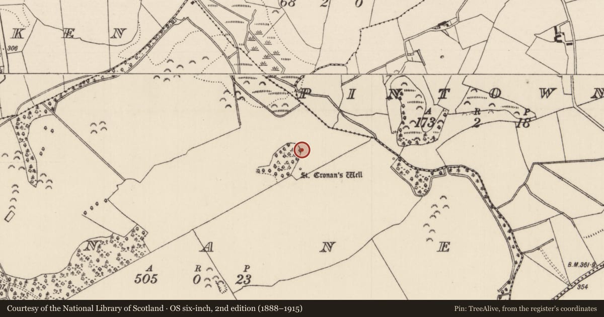 Ordnance Survey six-inch map, 2nd edition (1888–1915) covering the location of Ritual site - holy well, Inane, County Tipperary North, with a pin at the register's coordinates