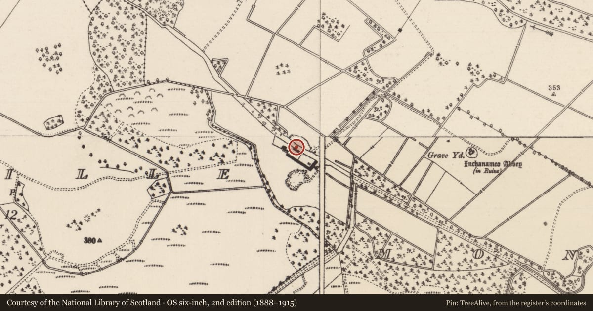 Ordnance Survey six-inch map, 2nd edition (1888–1915) covering the location of Ecclesiastical enclosure, Monaincha, County Tipperary North, with a pin at the register's coordinates