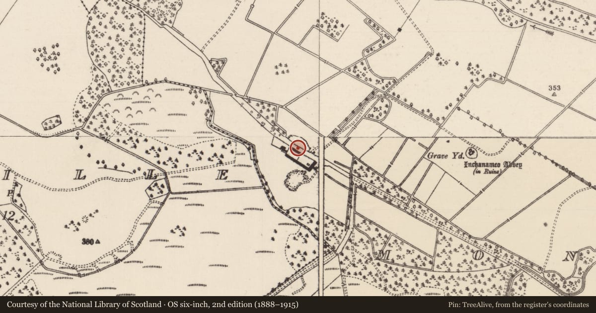 Ordnance Survey six-inch map, 2nd edition (1888–1915) covering the location of Church, Monaincha, County Tipperary North, with a pin at the register's coordinates