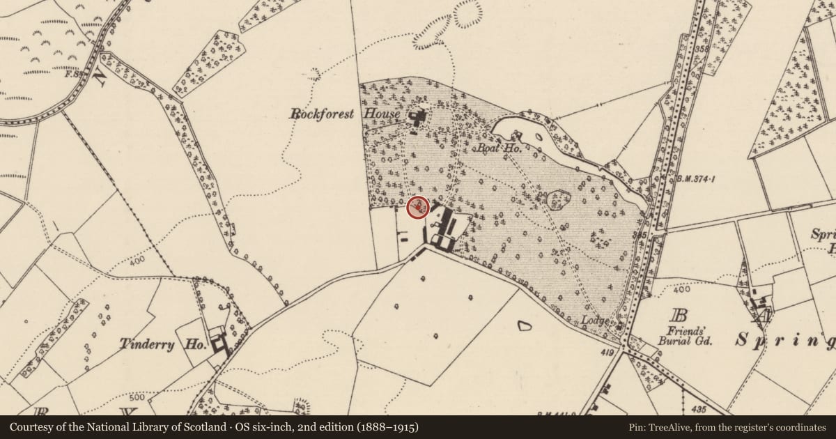 Ordnance Survey six-inch map, 2nd edition (1888–1915) covering the location of Castle - unclassified, Rockforest, County Tipperary North, with a pin at the register's coordinates