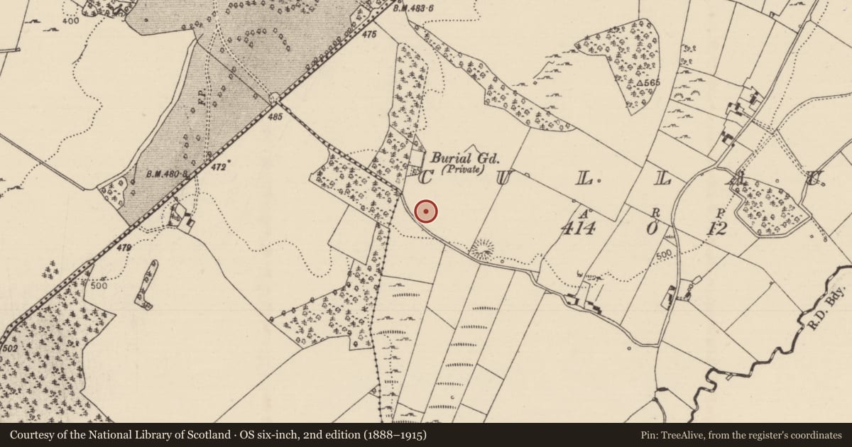 Ordnance Survey six-inch map, 2nd edition (1888–1915) covering the location of Standing stone, Cullaun, County Tipperary North, with a pin at the register's coordinates