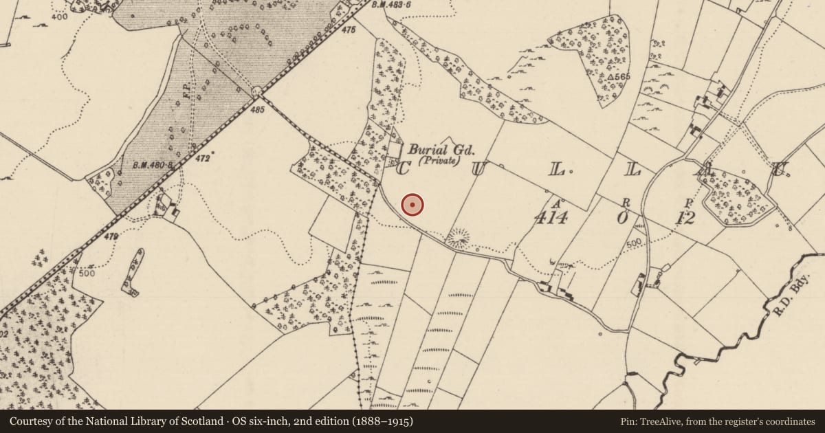 Ordnance Survey six-inch map, 2nd edition (1888–1915) covering the location of Standing stone, Cullaun, County Tipperary North, with a pin at the register's coordinates