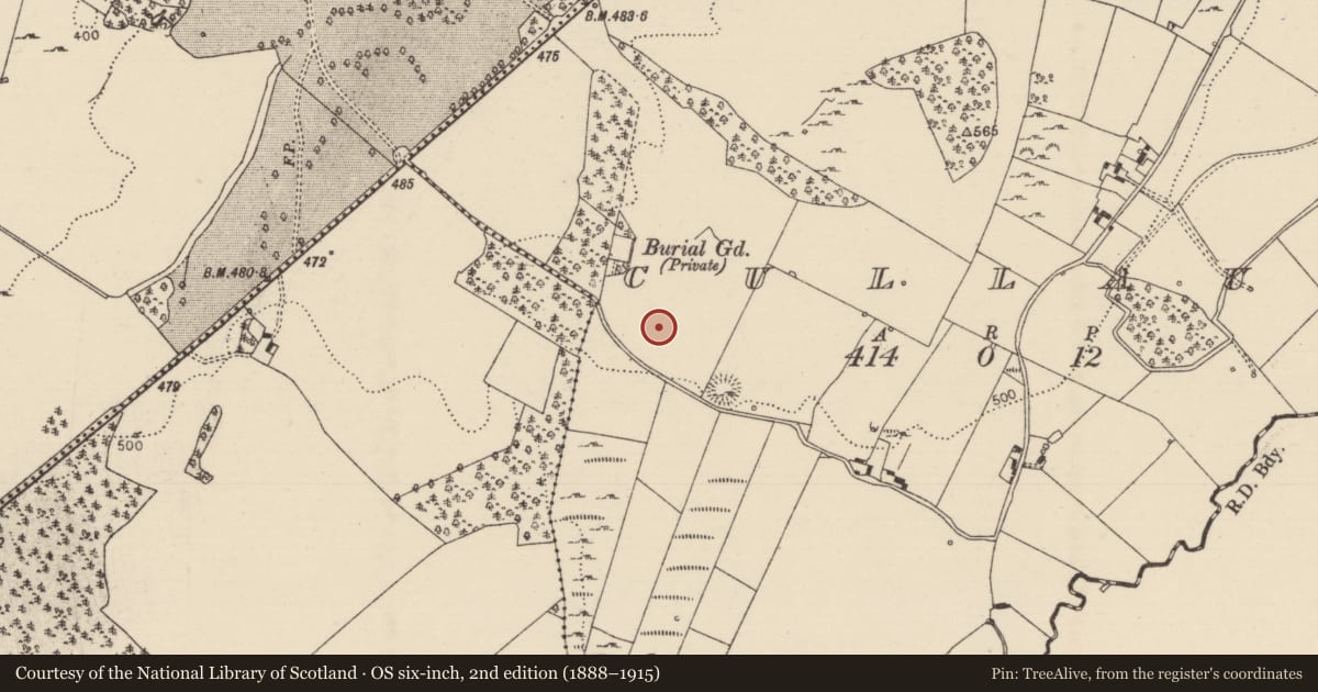 Ordnance Survey six-inch map, 2nd edition (1888–1915) covering the location of Standing stone, Cullaun, County Tipperary North, with a pin at the register's coordinates