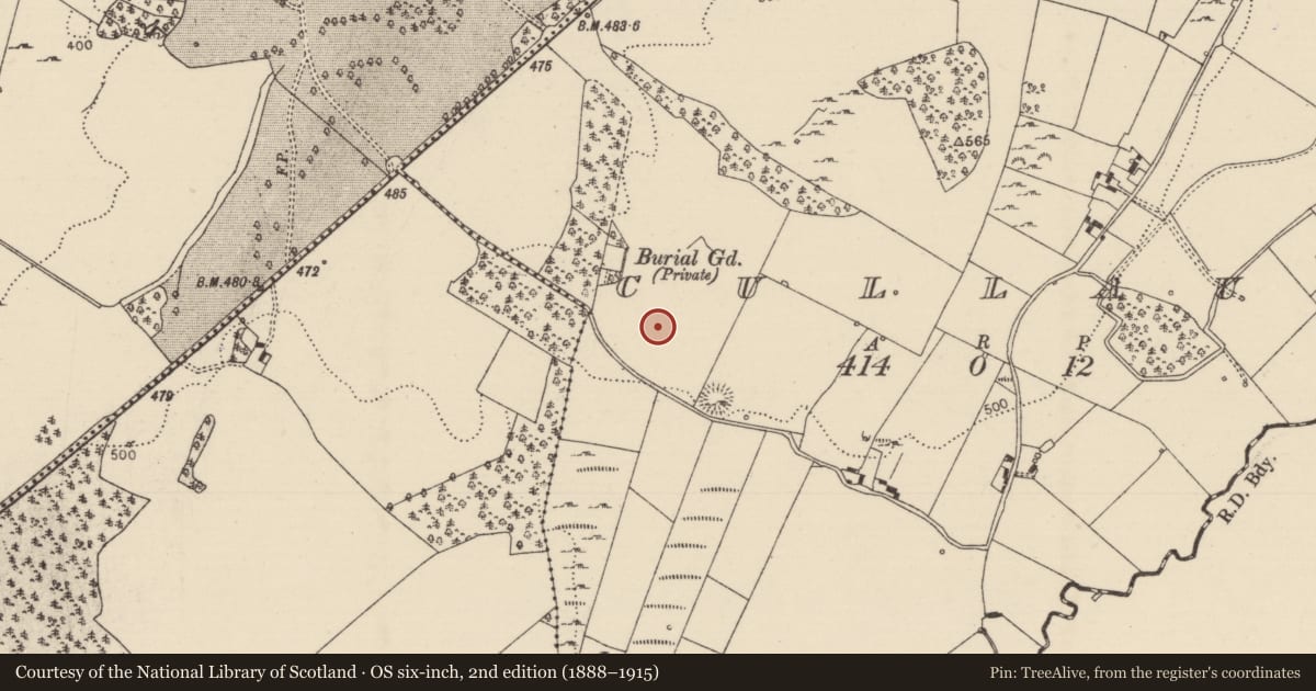 Ordnance Survey six-inch map, 2nd edition (1888–1915) covering the location of Standing stone, Cullaun, County Tipperary North, with a pin at the register's coordinates