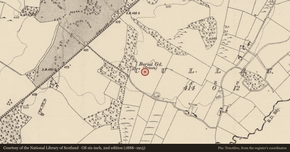 Ordnance Survey six-inch map, 2nd edition (1888–1915) covering the location of Standing stone, Cullaun, County Tipperary North, with a pin at the register's coordinates