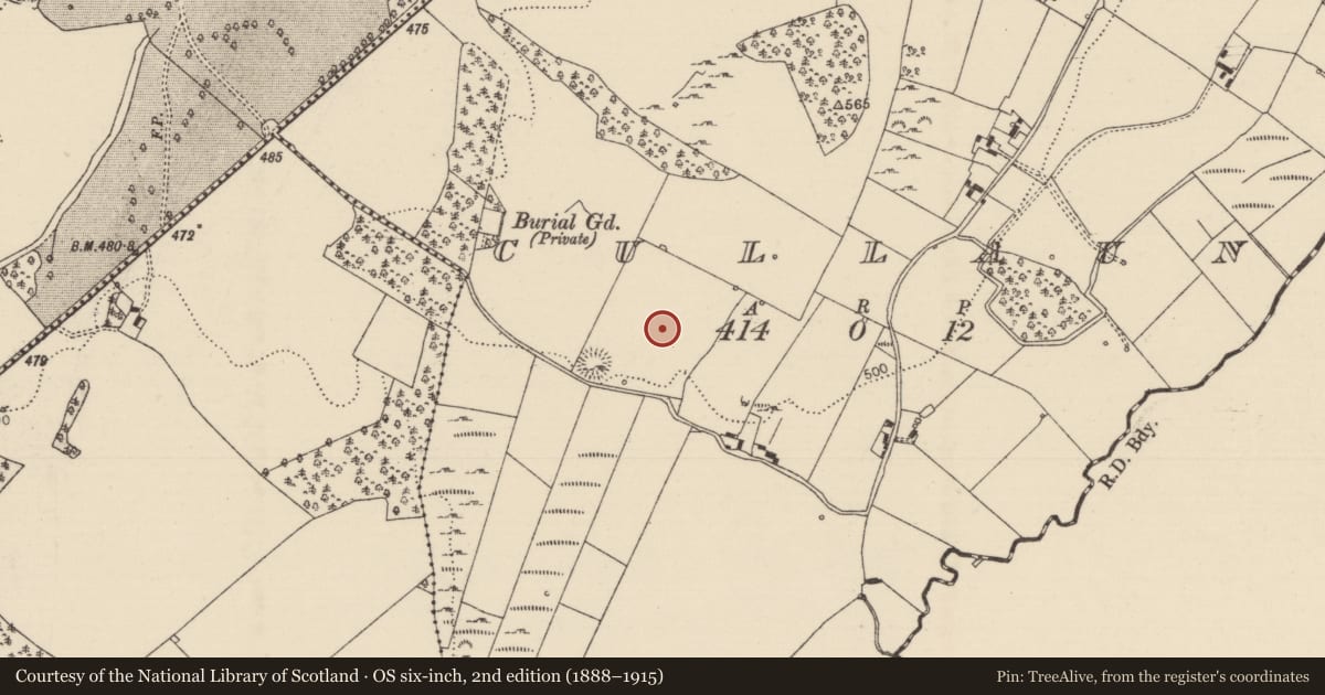 Ordnance Survey six-inch map, 2nd edition (1888–1915) covering the location of Standing stone, Cullaun, County Tipperary North, with a pin at the register's coordinates