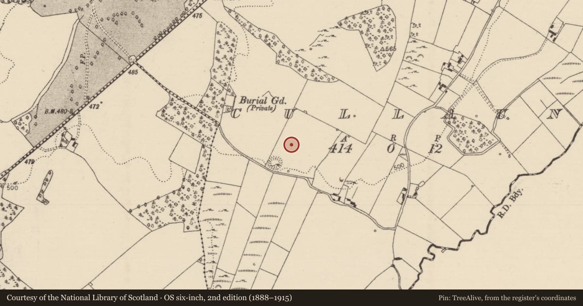 Ordnance Survey six-inch map, 2nd edition (1888–1915) covering the location of Standing stone, Cullaun, County Tipperary North, with a pin at the register's coordinates