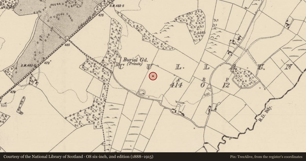 Ordnance Survey six-inch map, 2nd edition (1888–1915) covering the location of Standing stone, Cullaun, County Tipperary North, with a pin at the register's coordinates