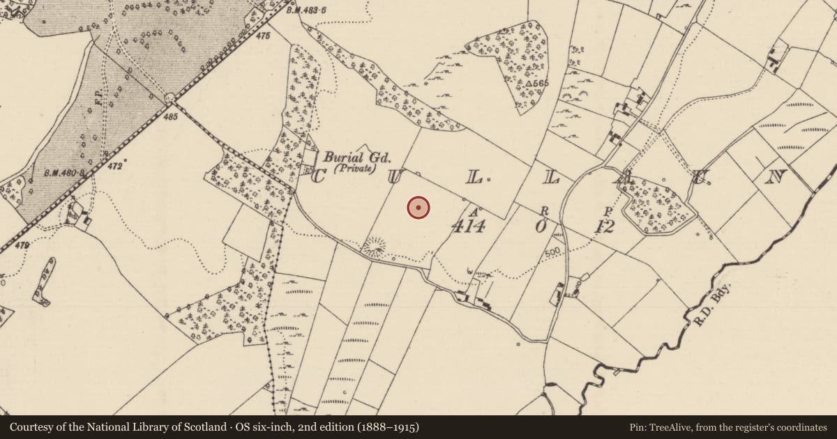 Ordnance Survey six-inch map, 2nd edition (1888–1915) covering the location of Standing stone, Cullaun, County Tipperary North, with a pin at the register's coordinates