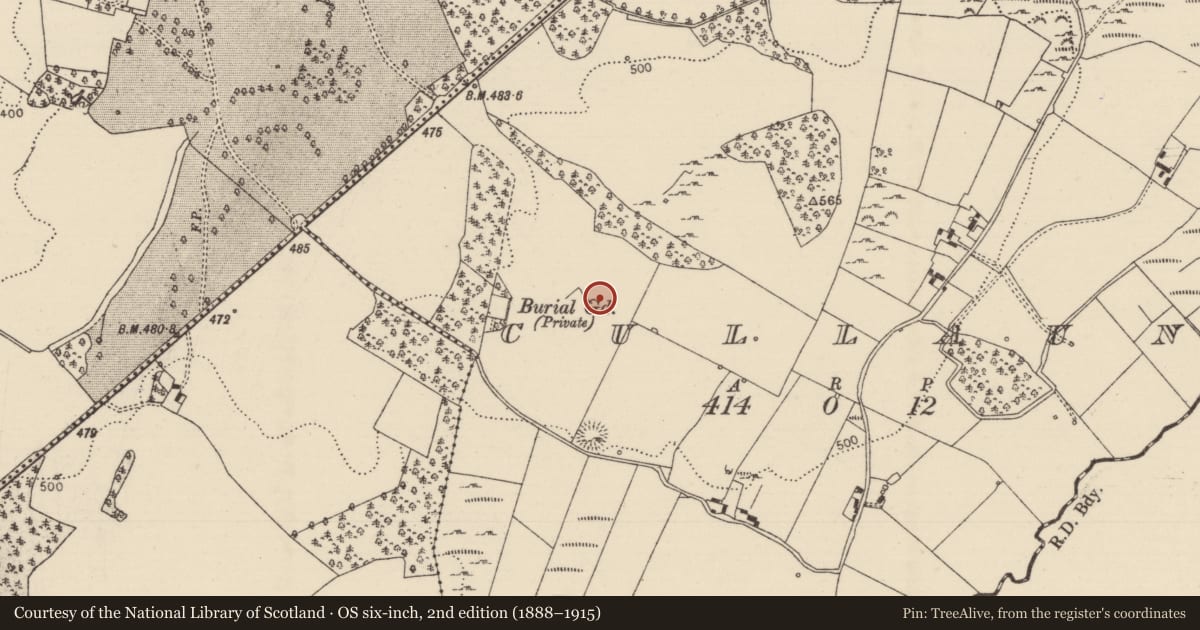 Ordnance Survey six-inch map, 2nd edition (1888–1915) covering the location of Standing stone, Cullaun, County Tipperary North, with a pin at the register's coordinates