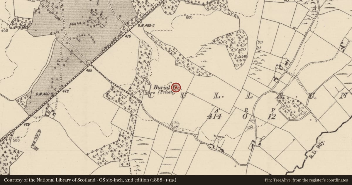 Ordnance Survey six-inch map, 2nd edition (1888–1915) covering the location of Standing stone, Cullaun, County Tipperary North, with a pin at the register's coordinates