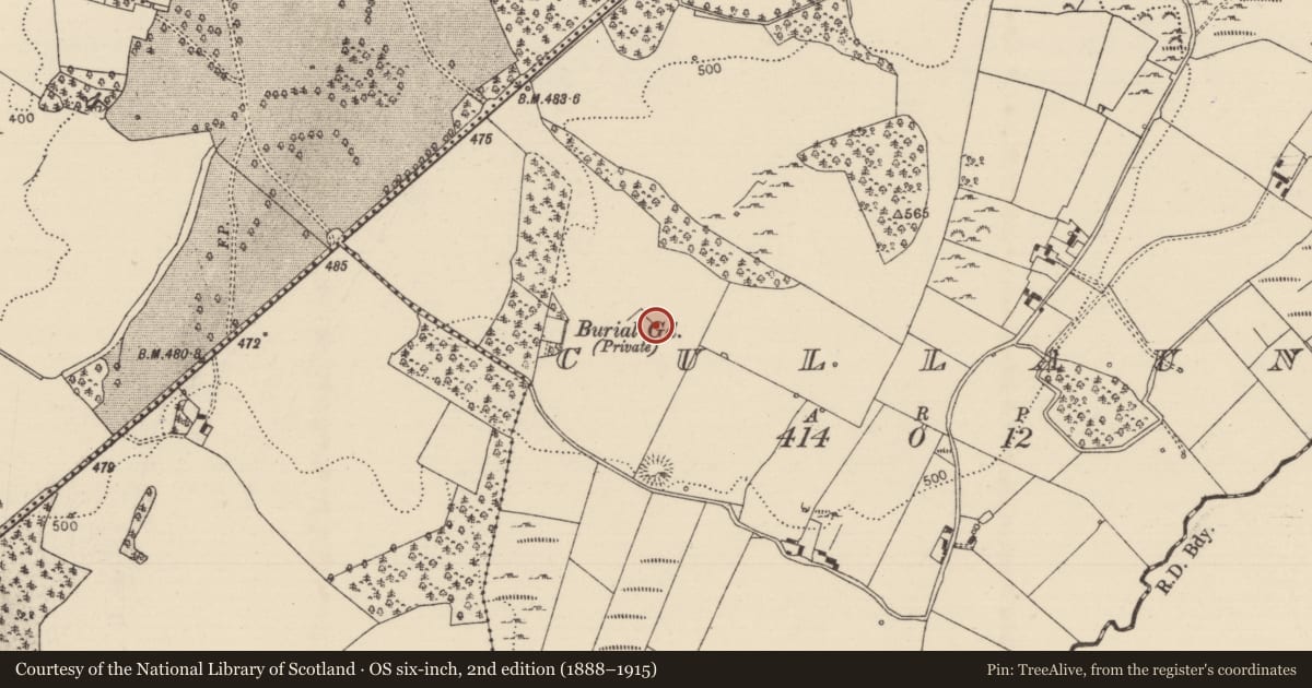 Ordnance Survey six-inch map, 2nd edition (1888–1915) covering the location of Standing stone, Cullaun, County Tipperary North, with a pin at the register's coordinates