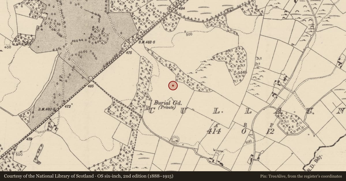 Ordnance Survey six-inch map, 2nd edition (1888–1915) covering the location of Standing stone, Cullaun, County Tipperary North, with a pin at the register's coordinates