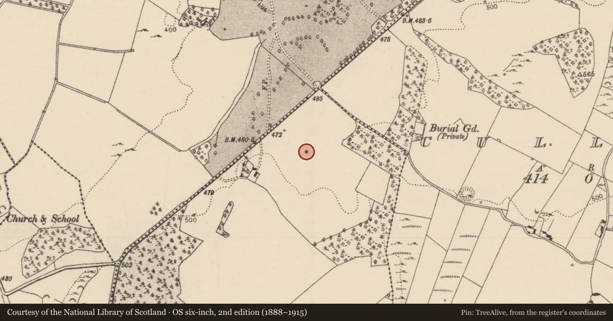 Ordnance Survey six-inch map, 2nd edition (1888–1915) covering the location of Standing stone, Timoney Hills, County Tipperary North, with a pin at the register's coordinates