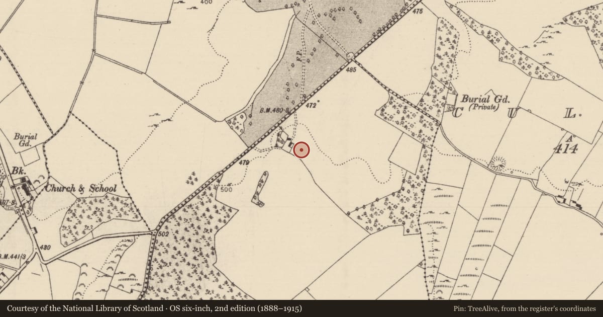 Ordnance Survey six-inch map, 2nd edition (1888–1915) covering the location of Standing stone, Timoney Hills, County Tipperary North, with a pin at the register's coordinates