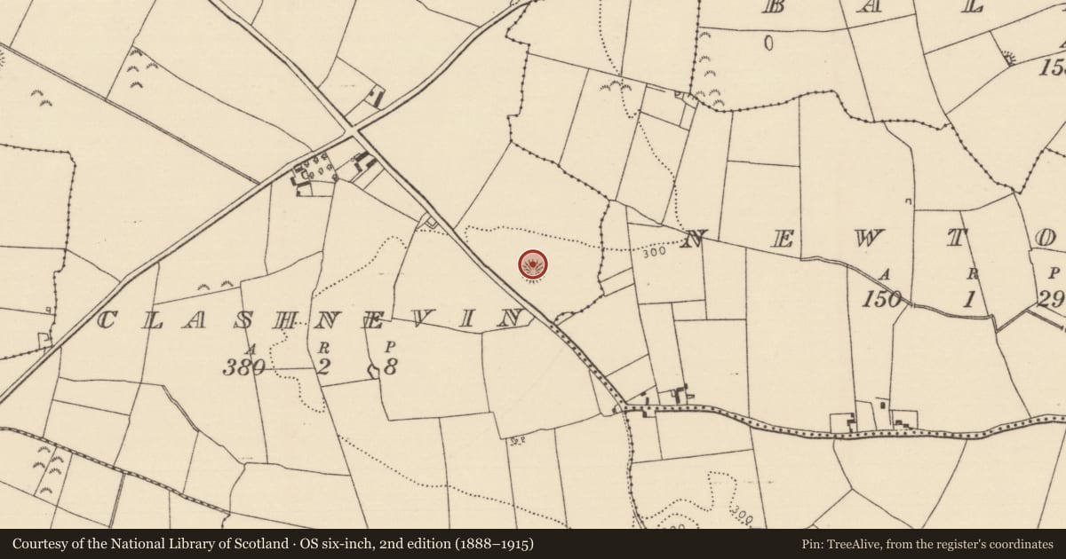 Ordnance Survey six-inch map, 2nd edition (1888–1915) covering the location of Enclosure, Clashnevin, County Tipperary North, with a pin at the register's coordinates