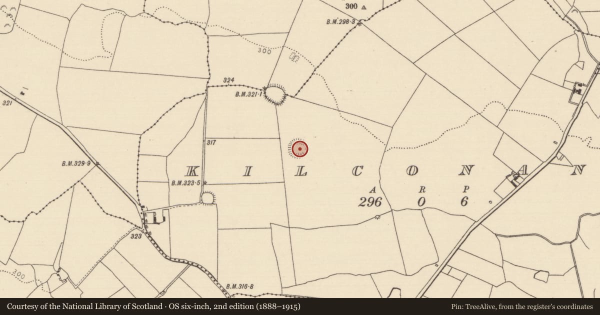 Ordnance Survey six-inch map, 2nd edition (1888–1915) covering the location of Ringfort - rath, Kilconane, County Tipperary North, with a pin at the register's coordinates