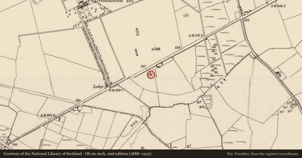 Ordnance Survey six-inch map, 2nd edition (1888–1915) covering the location of Ringfort - rath, Grenanstown (Kilkeary Par.), County Tipperary North, with a pin at the register's coordinates