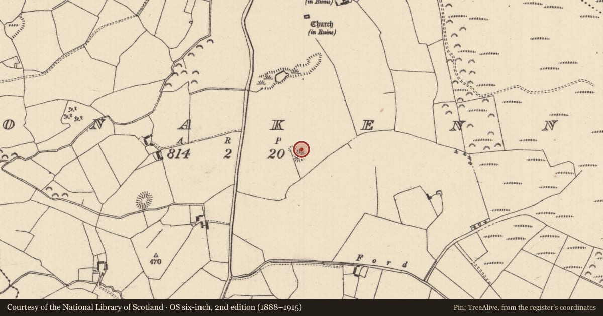 Ordnance Survey six-inch map, 2nd edition (1888–1915) covering the location of Enclosure, Clonakenny, County Tipperary North, with a pin at the register's coordinates