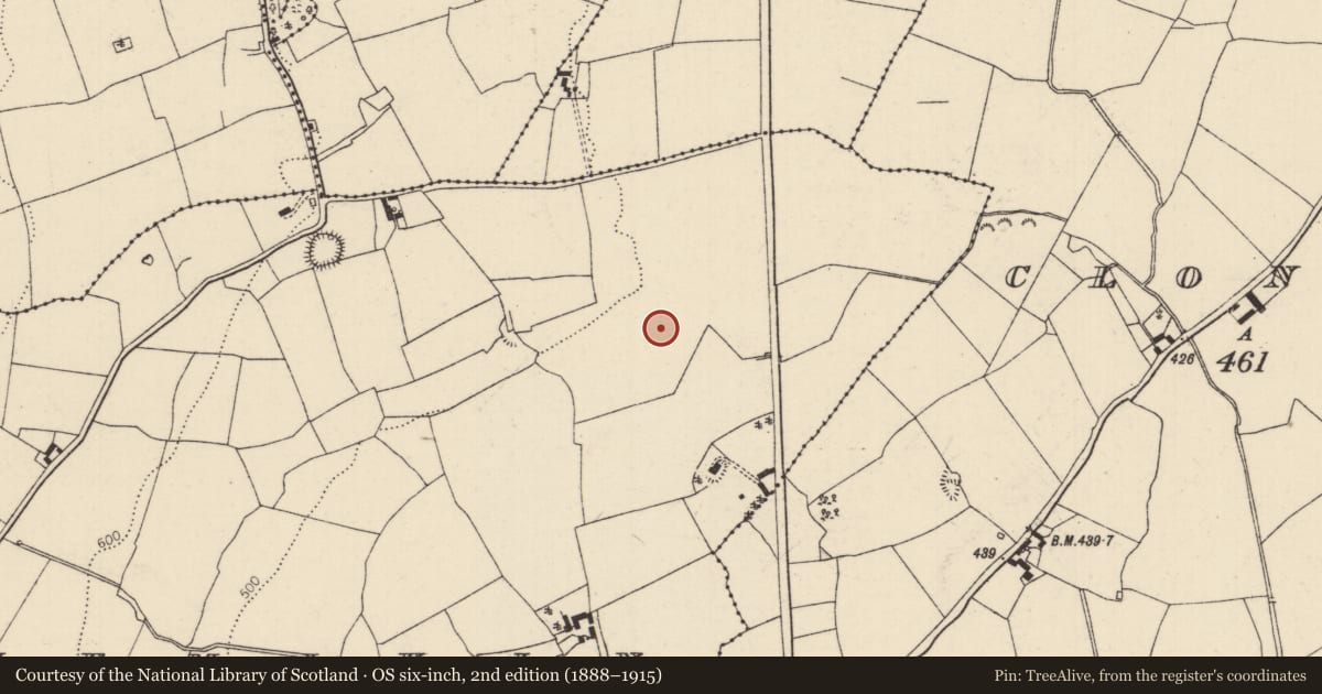 Ordnance Survey six-inch map, 2nd edition (1888–1915) covering the location of Enclosure, Clontaaffe, County Tipperary North, with a pin at the register's coordinates
