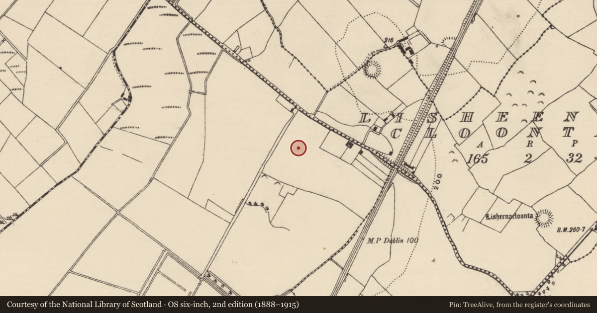 Ordnance Survey six-inch map, 2nd edition (1888–1915) covering the location of Earthwork, Capparoe, County Tipperary North, with a pin at the register's coordinates