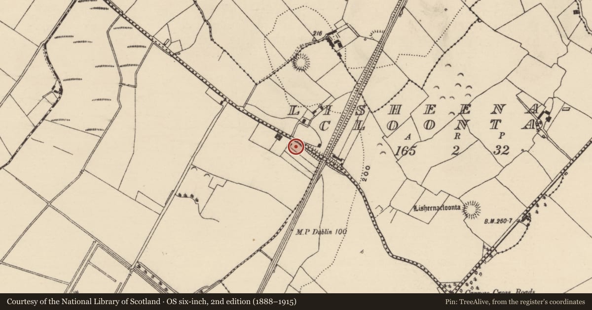 Ordnance Survey six-inch map, 2nd edition (1888–1915) covering the location of Earthwork, Capparoe, County Tipperary North, with a pin at the register's coordinates