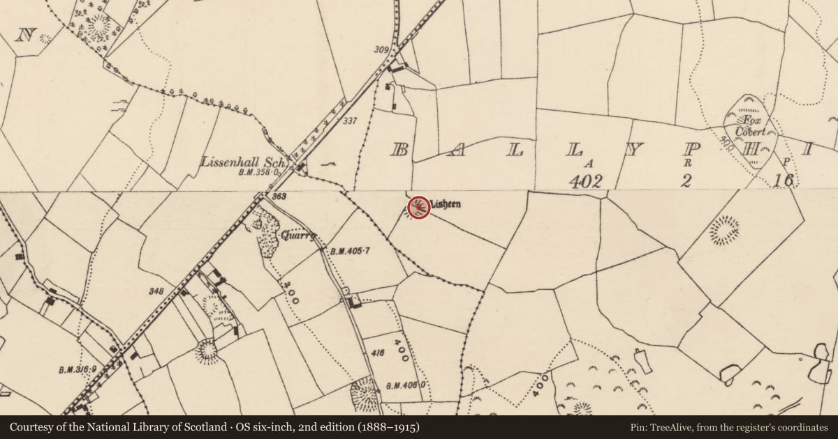 Ordnance Survey six-inch map, 2nd edition (1888–1915) covering the location of Ringfort - rath, Ballyphilip (Kilmore Par., North Riding), County Tipperary North, with a pin at the register's coordinates