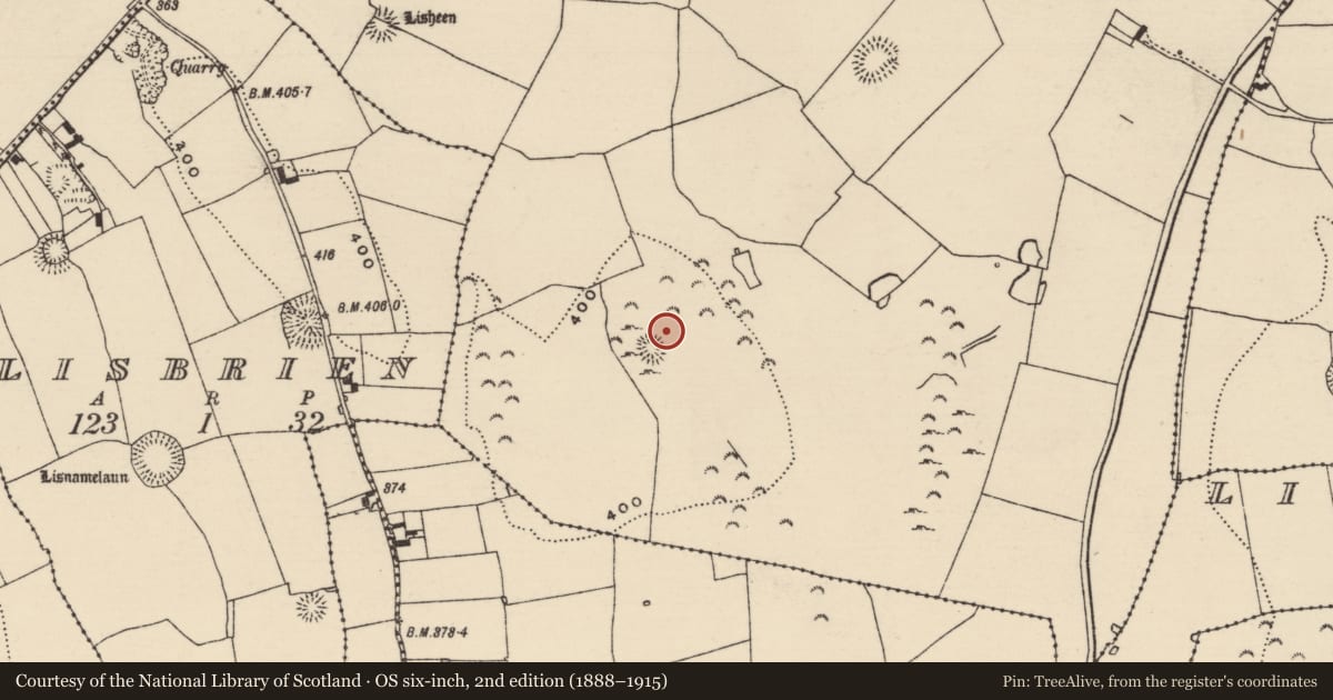 Ordnance Survey six-inch map, 2nd edition (1888–1915) covering the location of Cairn - unclassified, Ballyphilip (Kilmore Par., North Riding), County Tipperary North, with a pin at the register's coordinates