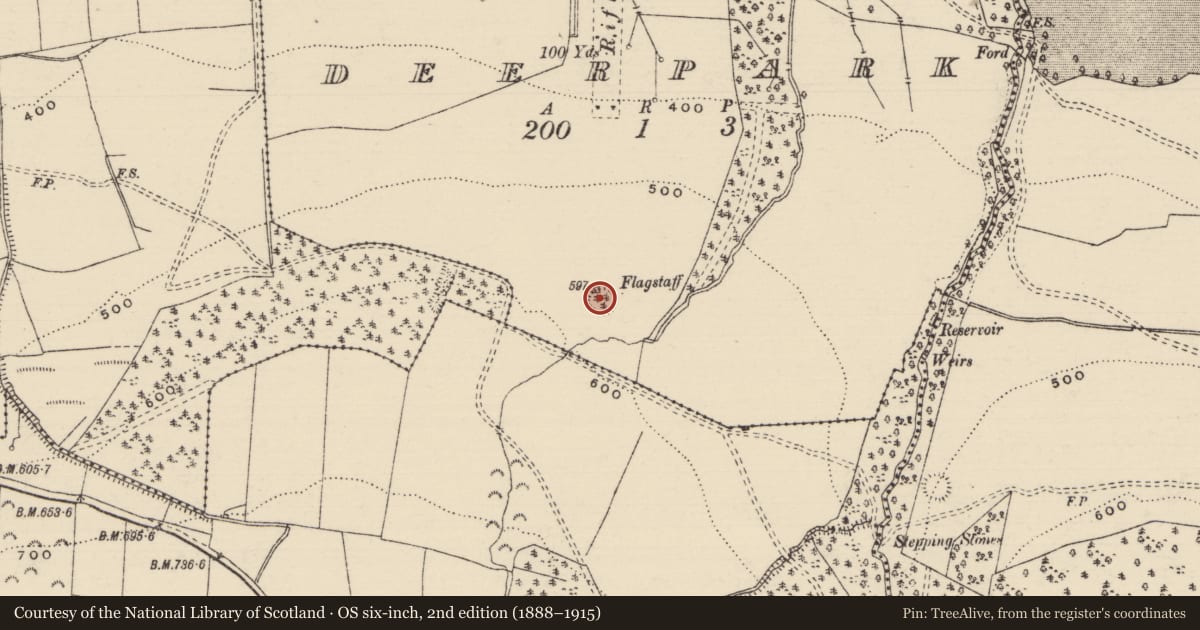 Ordnance Survey six-inch map, 2nd edition (1888–1915) covering the location of Ringfort - rath, Deerpark (Kilmore Par., North Riding), County Tipperary North, with a pin at the register's coordinates