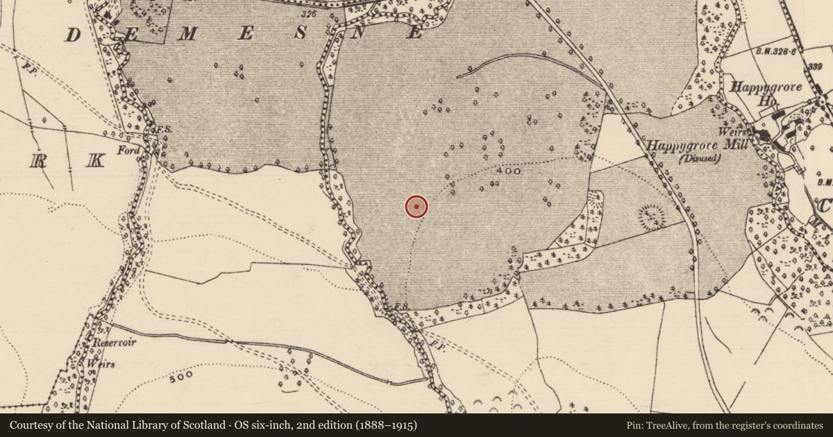 Ordnance Survey six-inch map, 2nd edition (1888–1915) covering the location of Earthwork, Curragharneen, County Tipperary North, with a pin at the register's coordinates