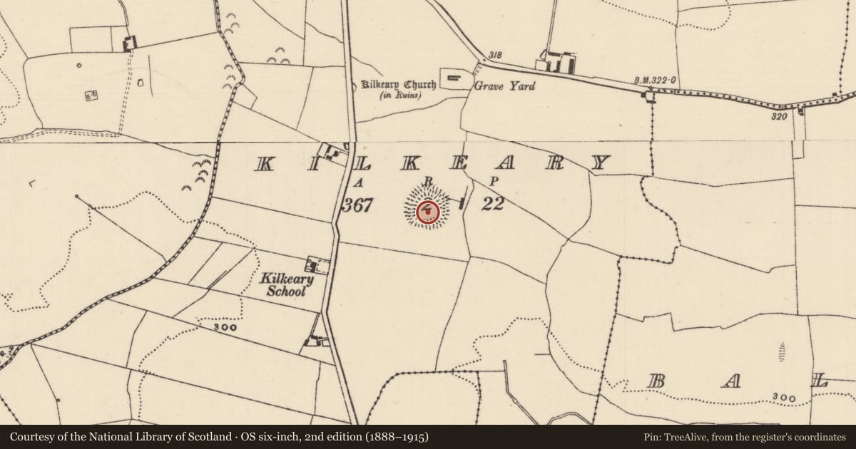 Ordnance Survey six-inch map, 2nd edition (1888–1915) covering the location of Ringfort - rath, Kilkeary, County Tipperary North, with a pin at the register's coordinates