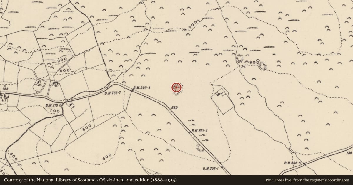 Ordnance Survey six-inch map, 2nd edition (1888–1915) covering the location of Ringfort - rath, Killoskehan, County Tipperary North, with a pin at the register's coordinates