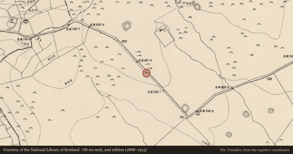 Ordnance Survey six-inch map, 2nd edition (1888–1915) covering the location of Ringfort - rath, Killoskehan, County Tipperary North, with a pin at the register's coordinates