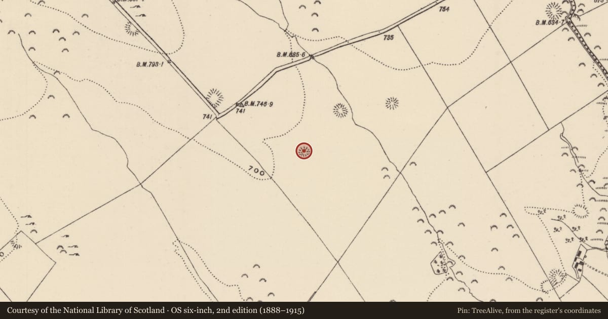 Ordnance Survey six-inch map, 2nd edition (1888–1915) covering the location of Ringfort - rath, Killoskehan, County Tipperary North, with a pin at the register's coordinates