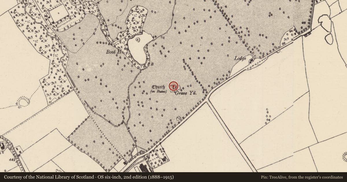 Ordnance Survey six-inch map, 2nd edition (1888–1915) covering the location of Church, Barnane (Barnane-ely Par.), County Tipperary North, with a pin at the register's coordinates