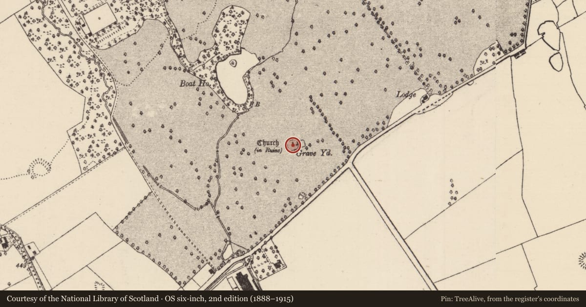 Ordnance Survey six-inch map, 2nd edition (1888–1915) covering the location of Graveyard, Barnane (Barnane-ely Par.), County Tipperary North, with a pin at the register's coordinates