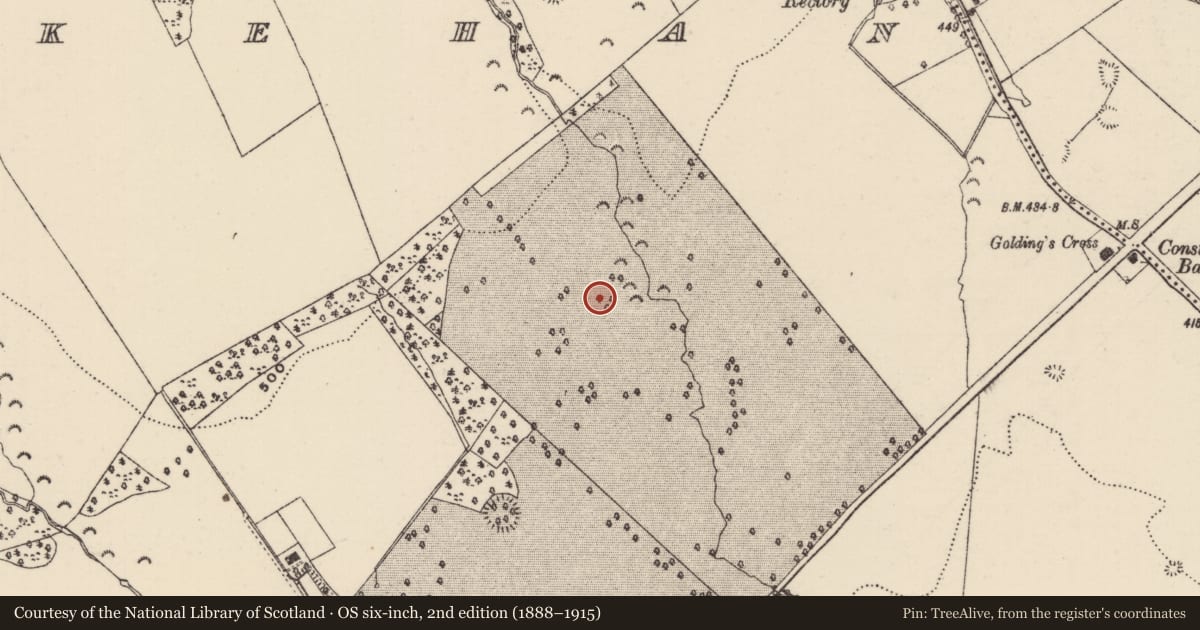 Ordnance Survey six-inch map, 2nd edition (1888–1915) covering the location of Enclosure, Killoskehan, County Tipperary North, with a pin at the register's coordinates