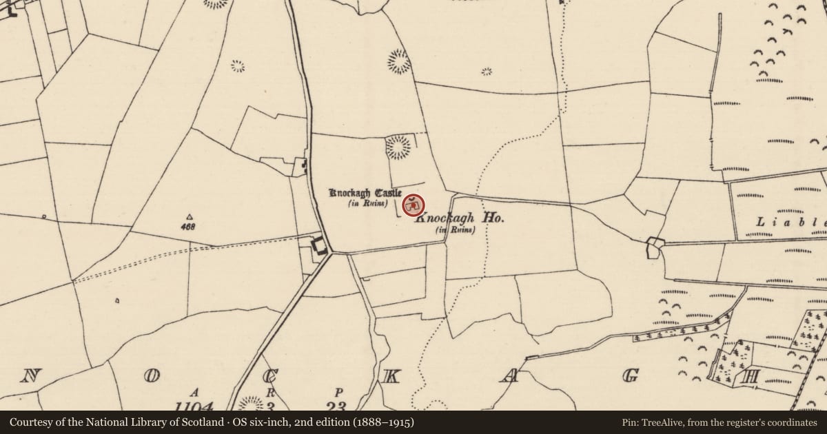 Ordnance Survey six-inch map, 2nd edition (1888–1915) covering the location of House - indeterminate date, Knockagh (Drom Par.), County Tipperary North, with a pin at the register's coordinates