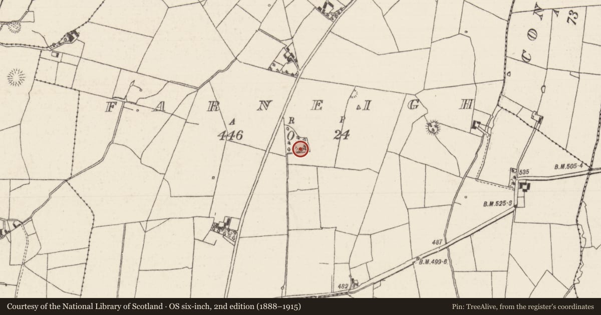 Ordnance Survey six-inch map, 2nd edition (1888–1915) covering the location of Ringfort - rath, Farneigh, County Tipperary North, with a pin at the register's coordinates