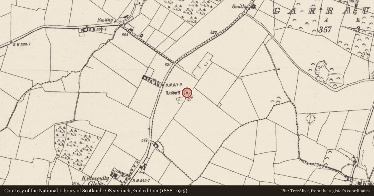 Ordnance Survey six-inch map, 2nd edition (1888–1915) covering the location of Ringfort - rath, Garraunbeg, County Tipperary North, with a pin at the register's coordinates