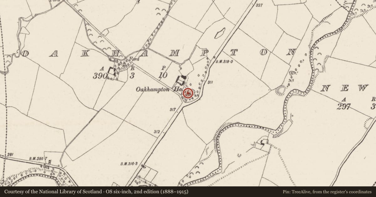 Ordnance Survey six-inch map, 2nd edition (1888–1915) covering the location of Ringfort - rath, Oakhampton, County Tipperary North, with a pin at the register's coordinates