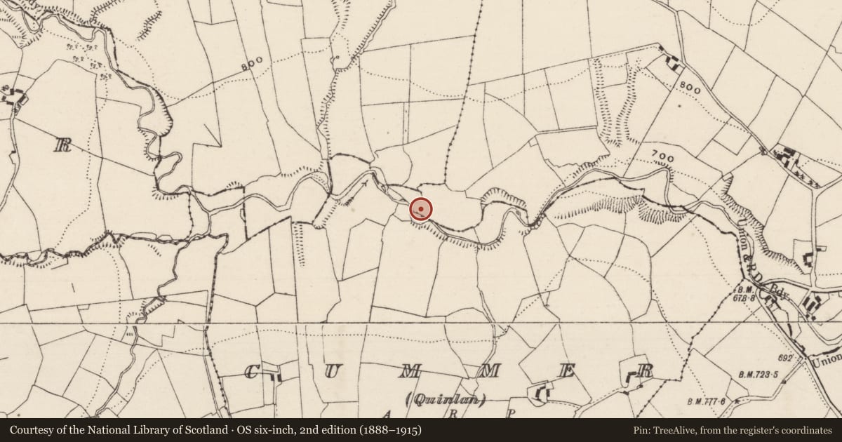 Ordnance Survey six-inch map, 2nd edition (1888–1915) covering the location of Barrow - mound barrow, Glastrigan, County Tipperary North, with a pin at the register's coordinates