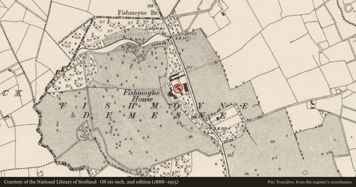 Ordnance Survey six-inch map, 2nd edition (1888–1915) covering the location of Castle - unclassified, Fishmoyne, County Tipperary North, with a pin at the register's coordinates
