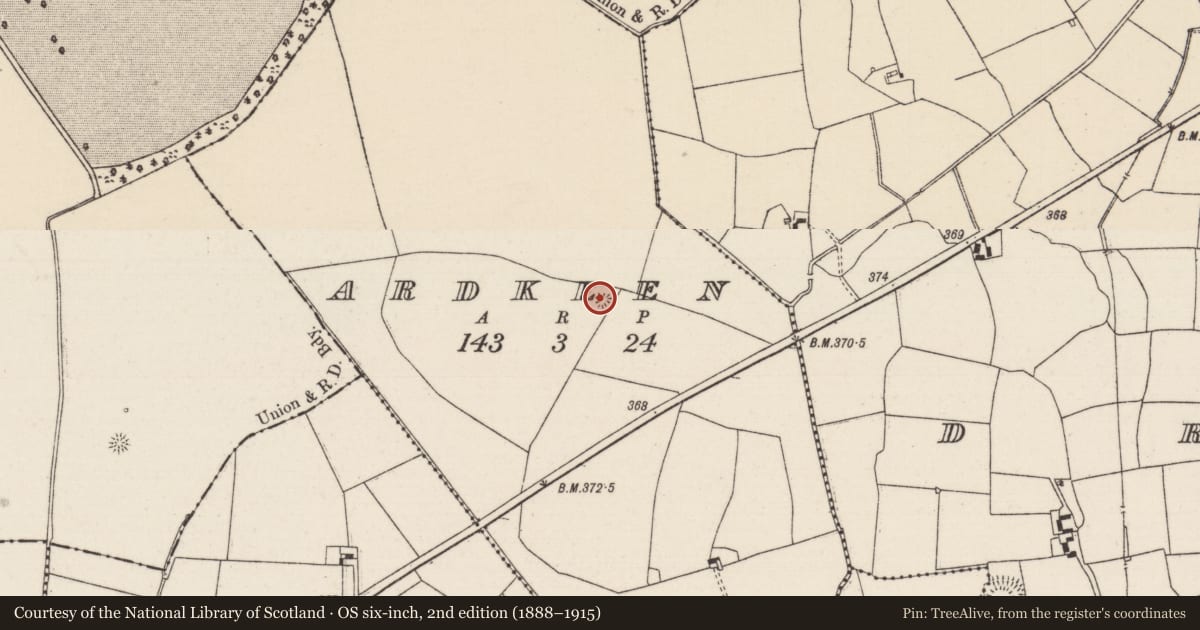 Ordnance Survey six-inch map, 2nd edition (1888–1915) covering the location of Enclosure, Ardkeen, County Tipperary North, with a pin at the register's coordinates