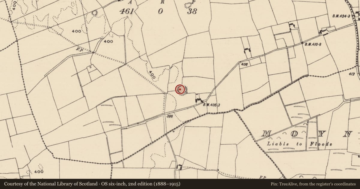 Ordnance Survey six-inch map, 2nd edition (1888–1915) covering the location of Enclosure, Lisdonowley, County Tipperary North, with a pin at the register's coordinates