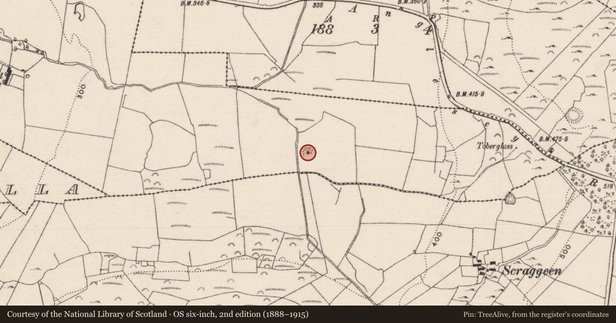 Ordnance Survey six-inch map, 2nd edition (1888–1915) covering the location of House - indeterminate date, Derryleigh, County Tipperary North, with a pin at the register's coordinates