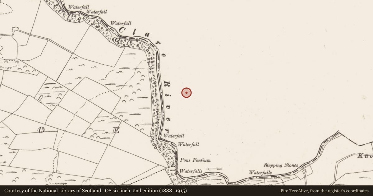 Ordnance Survey six-inch map, 2nd edition (1888–1915) covering the location of Ringfort - rath, Scraggeen, County Tipperary North, with a pin at the register's coordinates