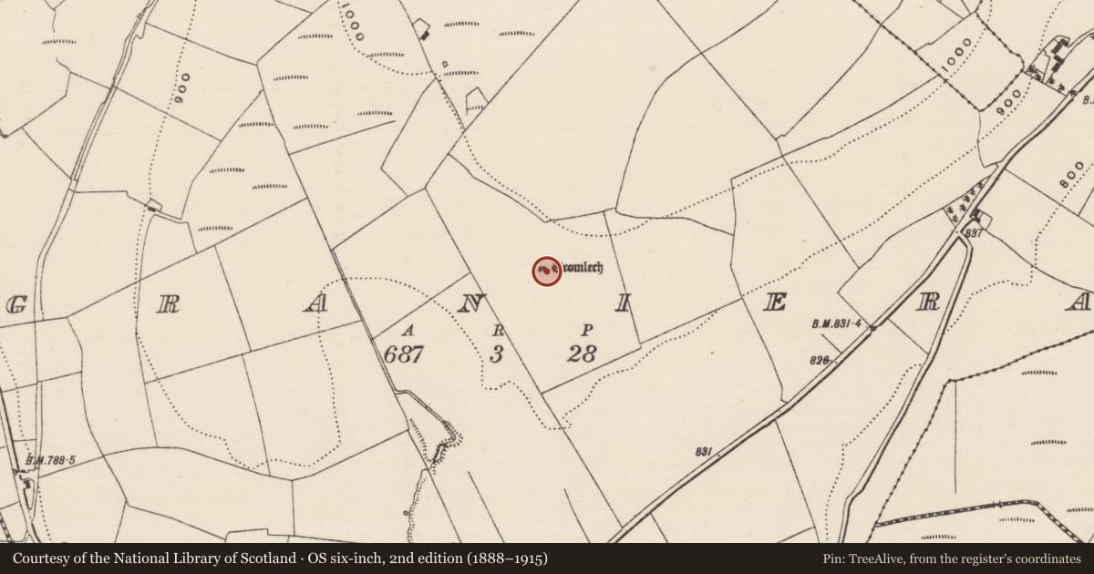 Ordnance Survey six-inch map, 2nd edition (1888–1915) covering the location of Megalithic tomb - unclassified, Graniera, County Tipperary North, with a pin at the register's coordinates